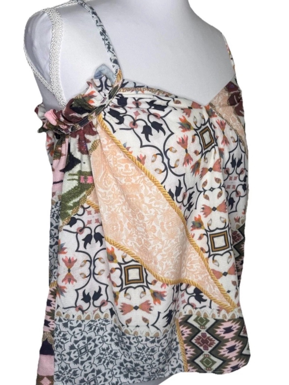 NWT Three of Something Ramble Labyrinth Cami Top XS Boho Patchwork